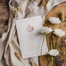 Load image into Gallery viewer, 2019 pink pumpkin baby shower invitation template