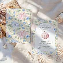 Load image into Gallery viewer, 0316 pink pumpkin birthday invitation template