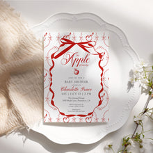 Load image into Gallery viewer, 2020 red apple baby shower invitation