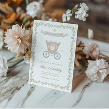 Load image into Gallery viewer, Once Upon a Time Princess 1st Birthday Invitation Pink Carriage Fairytale Party Invite Editable Corjl 0332