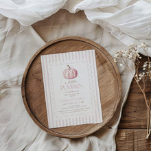 Load image into Gallery viewer, 2019 pink pumpkin baby shower invitation template