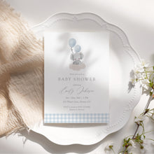 Load image into Gallery viewer, Blue Baby Boy Elephant Baby Shower Invite, Digital Download, Editable Template, 2031