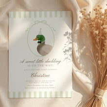 Load image into Gallery viewer, Corjl editable Mallard duck theme baby shower invitation template 2012