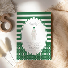 Load image into Gallery viewer, Green golf caddie baby shower party invitation template 0209
