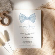 Load image into Gallery viewer, Blue Little baby Bowtie Baby Shower Invitation
