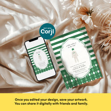 Load image into Gallery viewer, Green golf caddie baby shower party invitation template 0209
