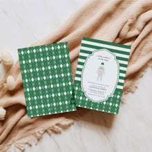 Load image into Gallery viewer, Green golf caddie baby shower party invitation template 0209