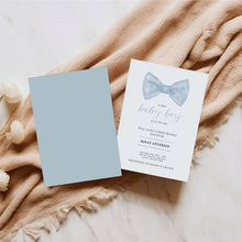 Load image into Gallery viewer, Blue Little baby Bowtie Baby Shower Invitation