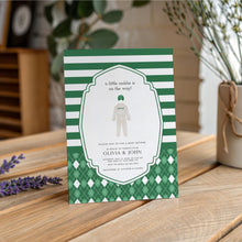 Load image into Gallery viewer, Green golf caddie baby shower party invitation template 0209