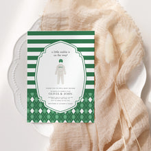 Load image into Gallery viewer, Green golf caddie baby shower party invitation template 0209