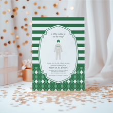 Load image into Gallery viewer, Green golf caddie baby shower party invitation template 0209