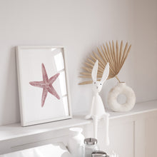 Load image into Gallery viewer, Coastal watercolor red starfish art print 07-119
