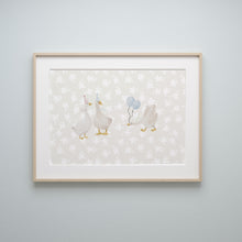 Load image into Gallery viewer, Watercolor whimsical silly goose art print 07-276