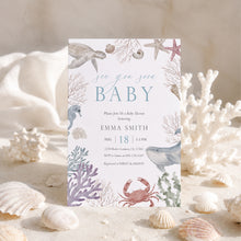 Load image into Gallery viewer, Animal Baby Shower Invitation, Sea You Soon Summer Editable Template 2045
