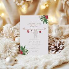 Load image into Gallery viewer, 2029 Merry Little Baby Shower Invitation Template, Editable Winter Holiday Digital Download