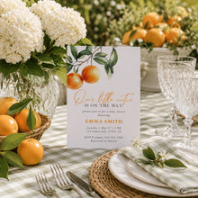 Load image into Gallery viewer, Citrus Little Cutie Baby Shower Invitation | Green Gingham Summer Picnic 2046