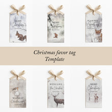 Load image into Gallery viewer, 2027 Winter Wonderland Animal Christmas Favor Tag Template, Editable Holiday Gift Tag, Printable Party Thank You Tag