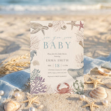 Load image into Gallery viewer, Animal Baby Shower Invitation, Sea You Soon Summer Editable Template 2045