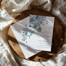 Load image into Gallery viewer, 0501 blue rose baptism invitation template