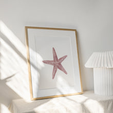 Load image into Gallery viewer, Coastal watercolor red starfish art print 07-119