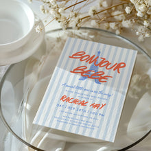 Load image into Gallery viewer, 2018 bonjour bebe baby shower invitation