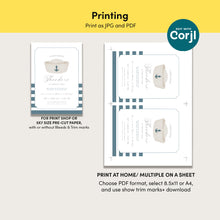 Load image into Gallery viewer, 0307 Navy Sailor hat birthday invitation