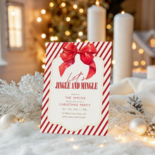 Load image into Gallery viewer, 2033 Red Bow Coquette Jingle & Mingle Christmas Party Invite, Editable Template, Digital Download
