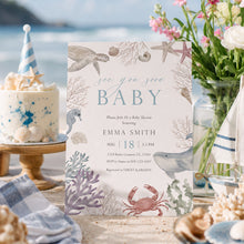 Load image into Gallery viewer, Animal Baby Shower Invitation, Sea You Soon Summer Editable Template 2045