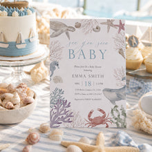 Load image into Gallery viewer, Animal Baby Shower Invitation, Sea You Soon Summer Editable Template 2045