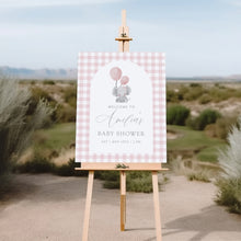 Load image into Gallery viewer, Pink Elephant baby shower welcome sign template, digital download 2031