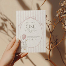 Load image into Gallery viewer, 0308 Pink 1st silly goose birthday invitation template