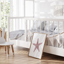 Load image into Gallery viewer, Coastal watercolor red starfish art print 07-119