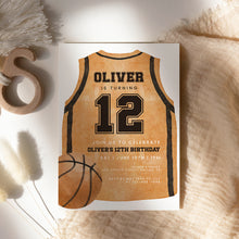 Load image into Gallery viewer, Basketball Jersey 12th Birthday Invitation, Sports Bday Party Invite, Editable Template 0333