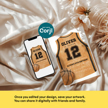 Load image into Gallery viewer, Basketball Jersey 12th Birthday Invitation, Sports Bday Party Invite, Editable Template 0333