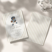Load image into Gallery viewer, Blue Teddy Bear 1st Year down Football Birthday Invitation, Digital Download 0325