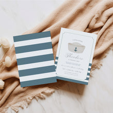 Load image into Gallery viewer, 0307 Navy Sailor hat birthday invitation