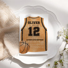 Load image into Gallery viewer, Basketball Jersey 12th Birthday Invitation, Sports Bday Party Invite, Editable Template 0333