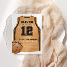 Load image into Gallery viewer, Basketball Jersey 12th Birthday Invitation, Sports Bday Party Invite, Editable Template 0333