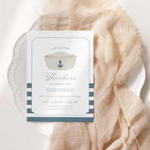 Load image into Gallery viewer, 0307 Navy Sailor hat birthday invitation