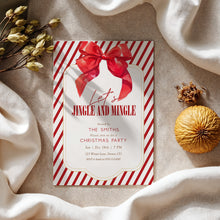 Load image into Gallery viewer, 2033 Red Bow Coquette Jingle & Mingle Christmas Party Invite, Editable Template, Digital Download