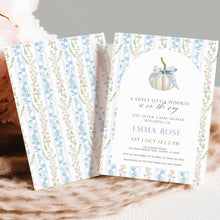 Load image into Gallery viewer, 2019 Grandmillennial pumpkin baby shower invitation template