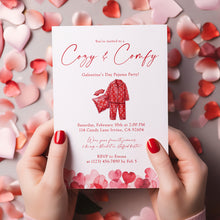 Load image into Gallery viewer, 0801 Cozy & Compy Galentines Pajamas Party Invite, Valentines Girls Night Out, Digital Download, Editable Template