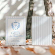 Load image into Gallery viewer, 0501 blue crest initial baptism invitation template