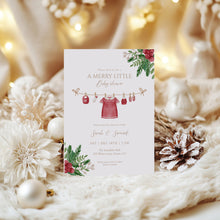 Load image into Gallery viewer, 2029 Christmas Baby Shower Invitation: Winter Girl Outfit (Editable Template)