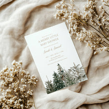 Load image into Gallery viewer, 2024 Winter woodland merry little Christmas tree baby shower invitation