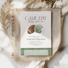 Load image into Gallery viewer, 2032 Sage green Game day Football Sports Baby Boy Shower Invite, Editable Template, Digital Download