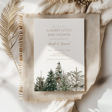 Load image into Gallery viewer, 2024 Winter woodland merry little Christmas tree baby shower invitation