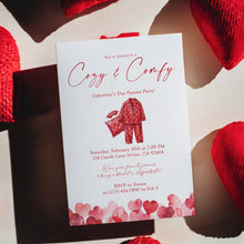 Load image into Gallery viewer, 0801 Cozy & Compy Galentines Pajamas Party Invite, Valentines Girls Night Out, Digital Download, Editable Template