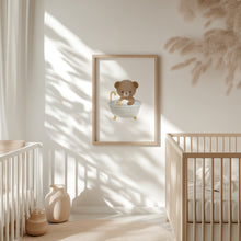 Load image into Gallery viewer, Watercolor Cute teddy bear in bath tub print 07-348