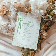 Load image into Gallery viewer, 0804 Green A Little Shamrock Is on the Way: St. Patrick's Baby Shower Invitation, Digital Download